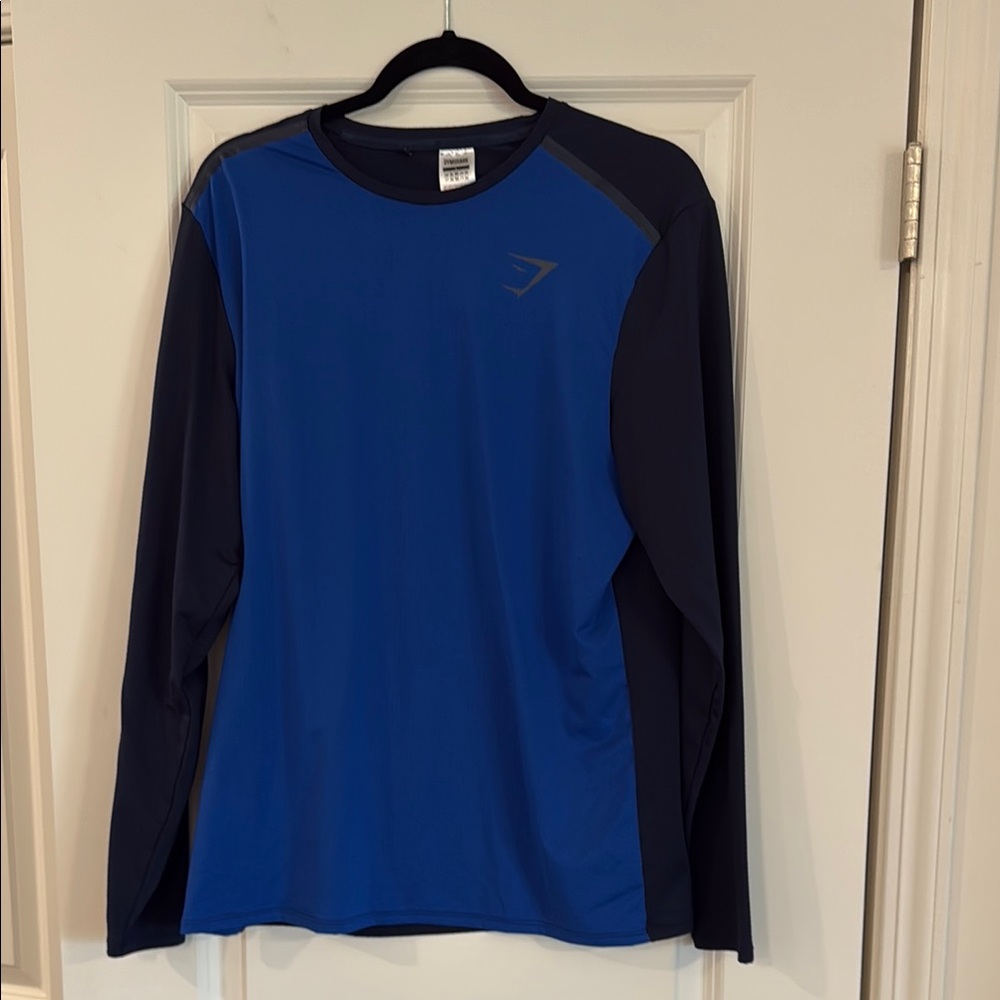 Gymshark Blue Long Sleeve Tee with Contrast Sleeves